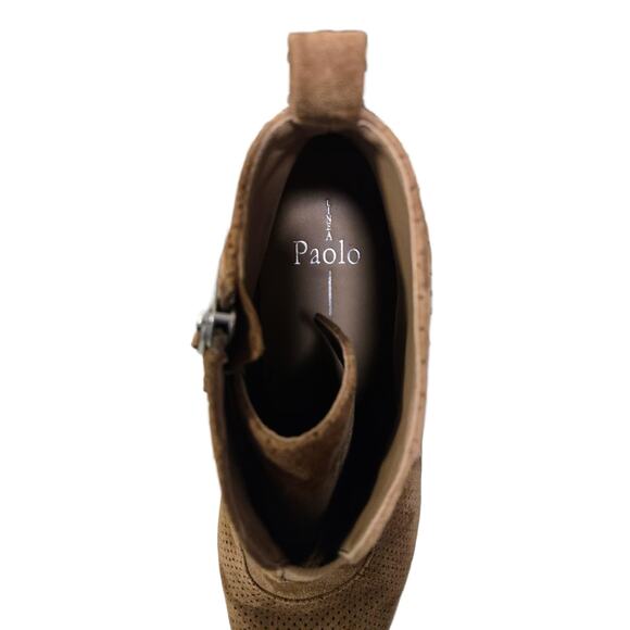 L Paolo Boot Women Cutest Casual Zip-Wedge Light-Brown Suede Ankle Bootie 7.5M - Picture 5 of 8